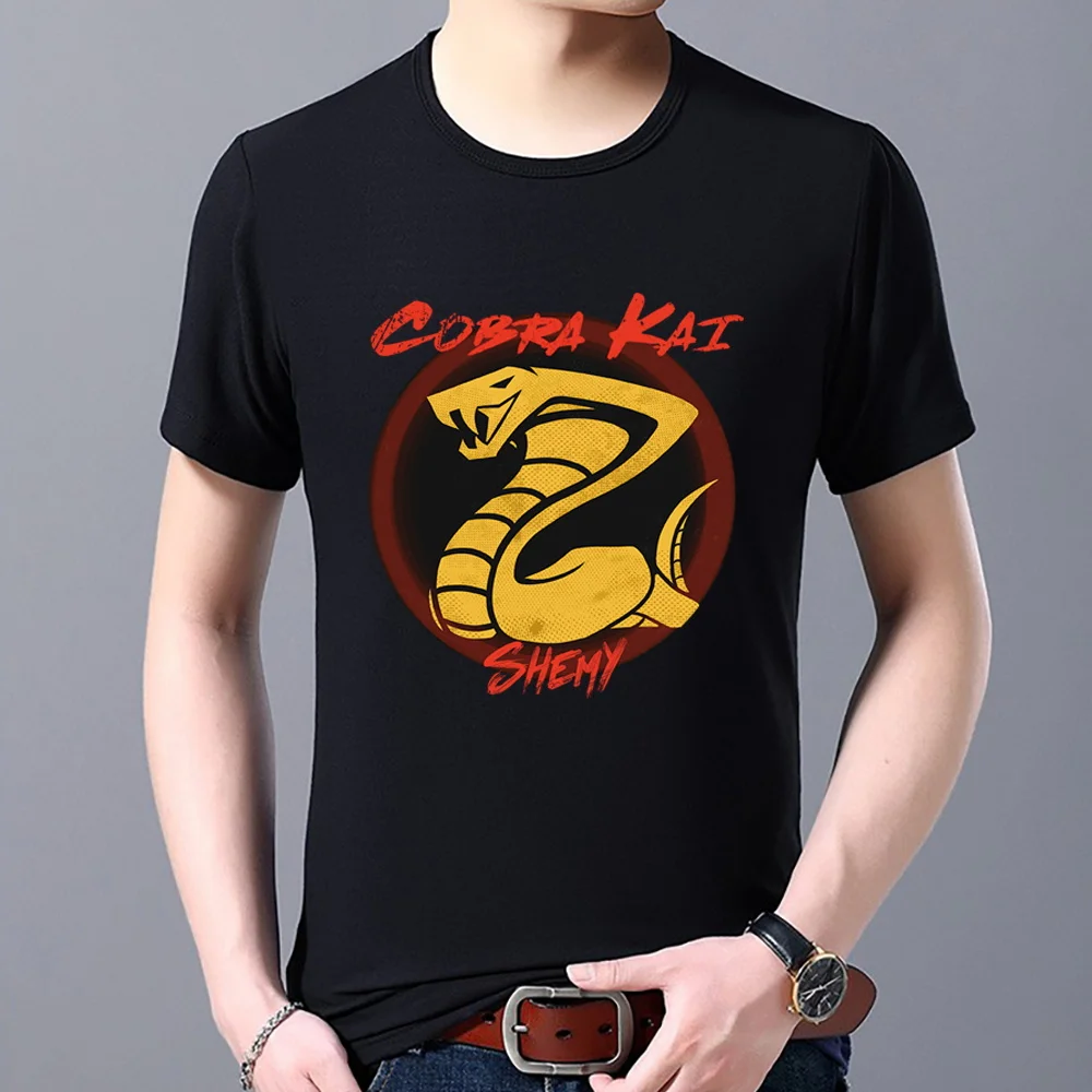 

Hip-hop Fashion Commuter Men's T-shirt Casual Black Cobra Print Pattern Series O-neck Comfortable T-shirt Trendy Young Men Top