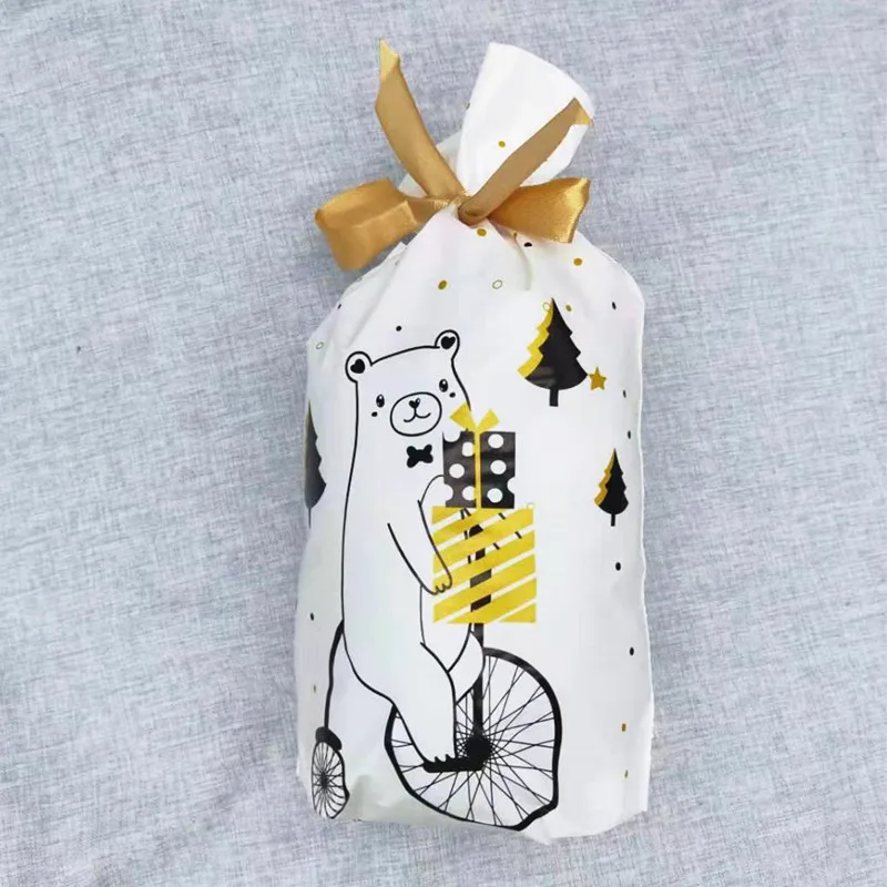 bear white 12 шт. веселые рождественские подарочные сумки Санта Клаус Рождественская елка упаковочные сумки с новым годом рождественские конфеты сумки Navidad Noel - Цвет: bear white