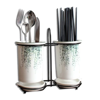

Ceramic Chopsticks Tube Set Kitchenware Storage Drain Rack Desktop Chopsticks Box Chopsticks Cage Kitchen Tools Spice Holder