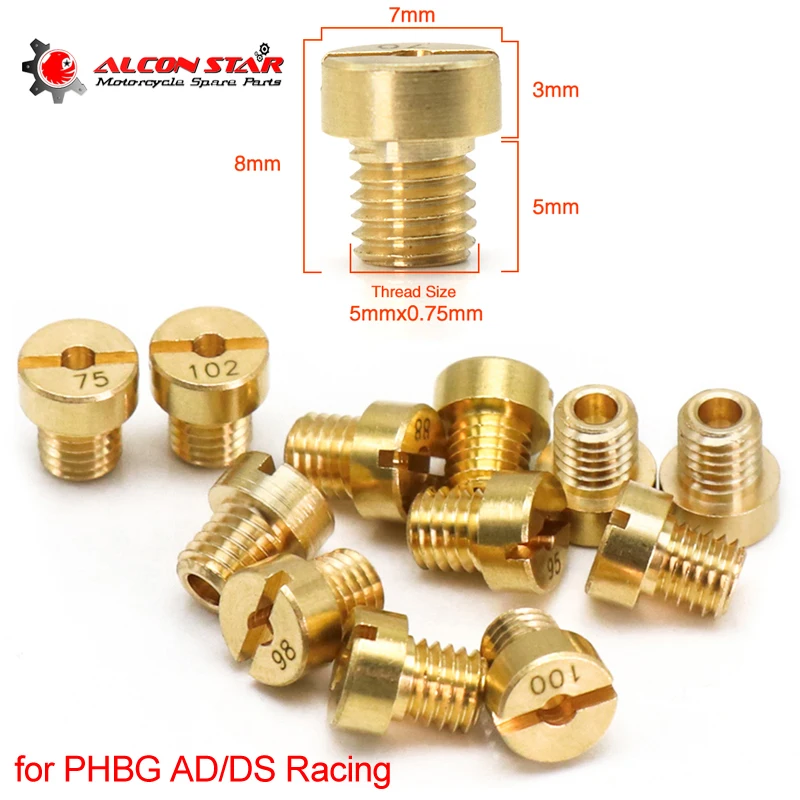 Alconstar- 10/12pcs 5MM Thread For DELLORTO SHA Carburetor Main/Idle Jet PHBG AD/DS Racing Main Injector Nozzle Pilot Jet