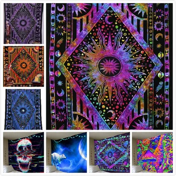 

Hippy Hippie Psychedelic Celestial Mandala Moon Sun Tapestry Wall Hanging Large Indian Bohemian Hippy Tapestries Cloth Decor