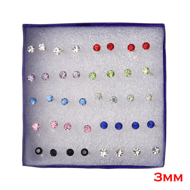 pairs/set White Crystal Earrings Set For Women Earring Set Jewelry Rhinestones Stud Earrings kit Pack lots brincos