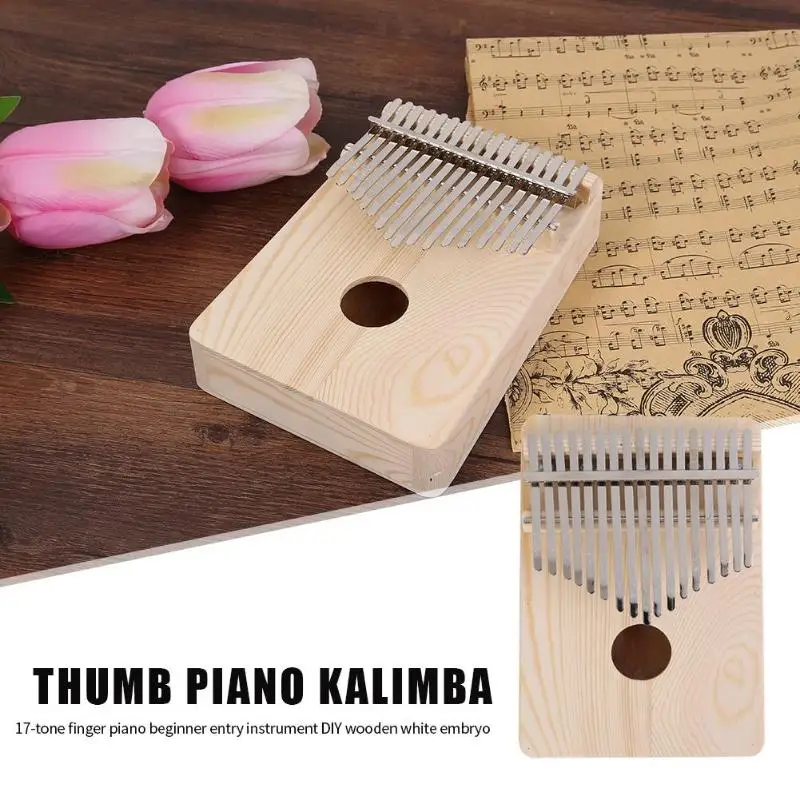 17 клавиш Kalimba палец пианино DIY Набор натуральная клавиатура Sanza Mbira деревянный белый эмбрион калимба инструмент аксессуар