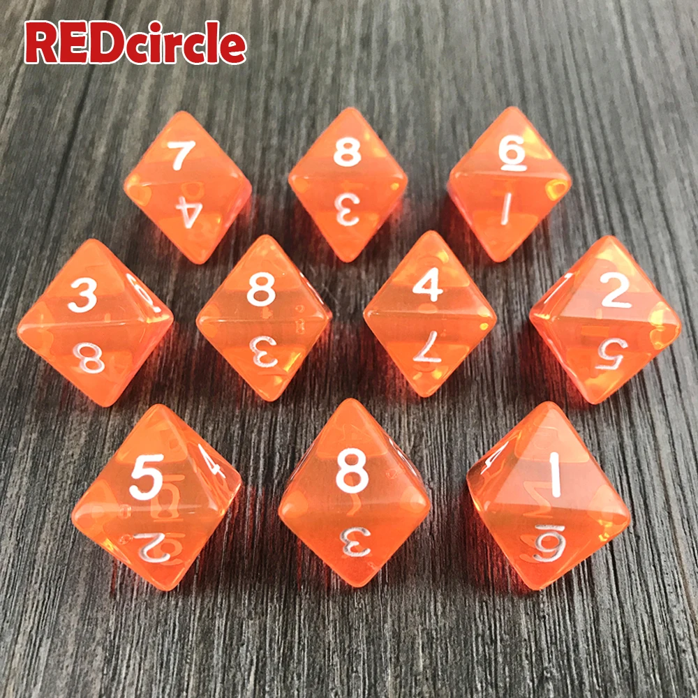 Dnd многогранный прозрачный/прозрачный цифровой D8 игральные кости 10 шт./компл. для