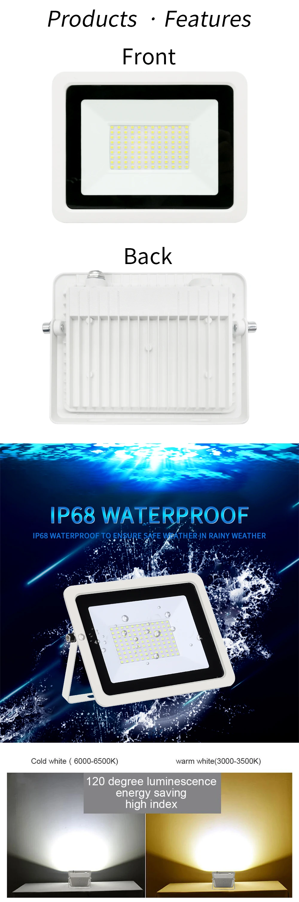 LED Flood Light 10W 20W 30W 50W 100W AC220V IP68 Waterproof Projector Lighting Hcfdcf1cecb44465494a317f516baf51ba