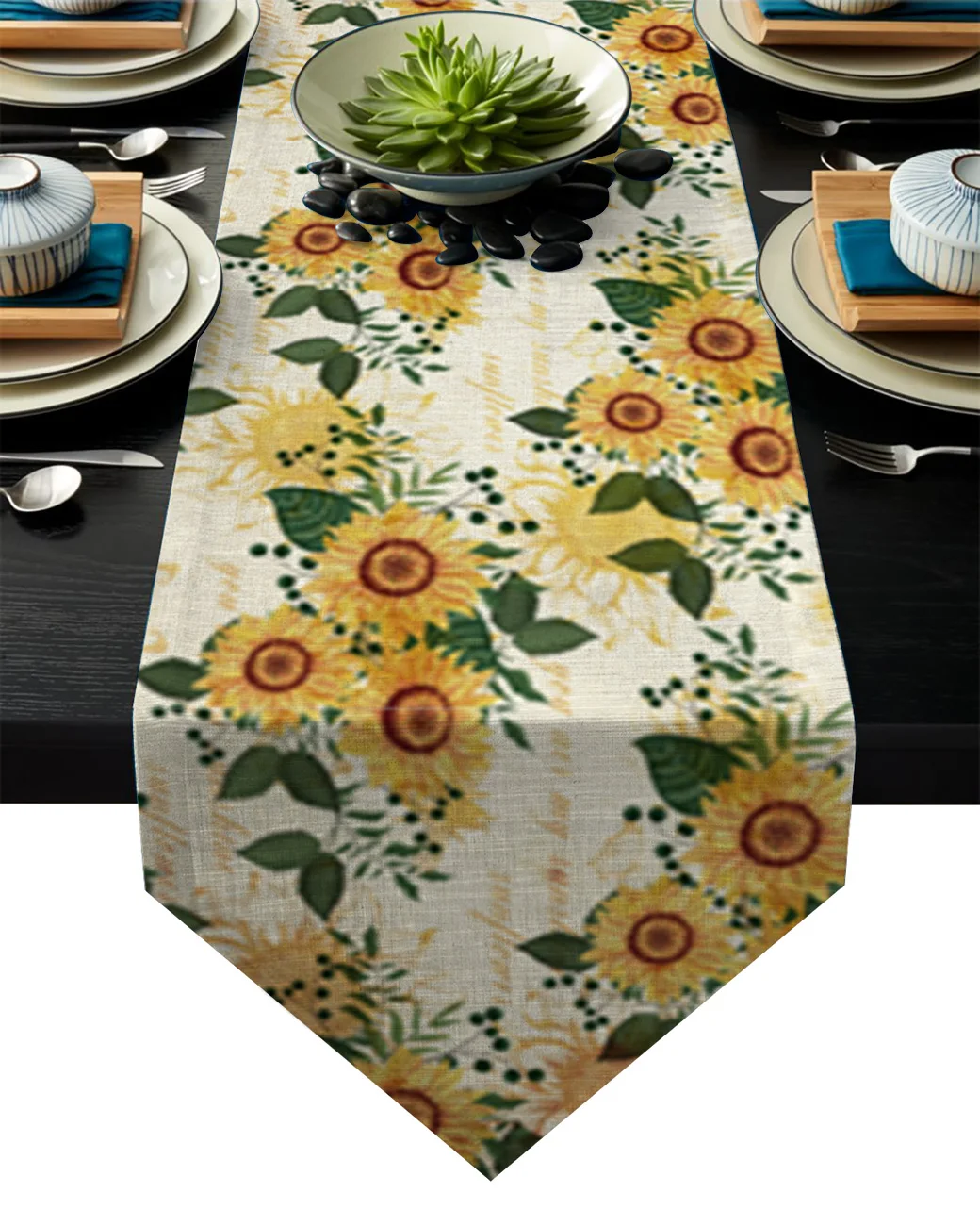 Скатерть с цветущими подсолнухами пчелами бабочками Современная скатерть из