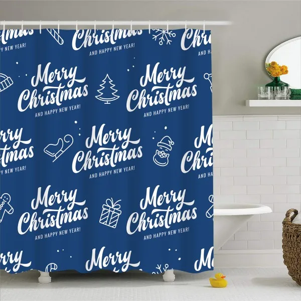 color-2 Merry Christmas занавес для ванной красный/синий экран Водонепроницаемая Форма Водонепроницаемый полиэстер занавеска для душа для дома ванная комната Декор 180x180 см - Цвет: color-2