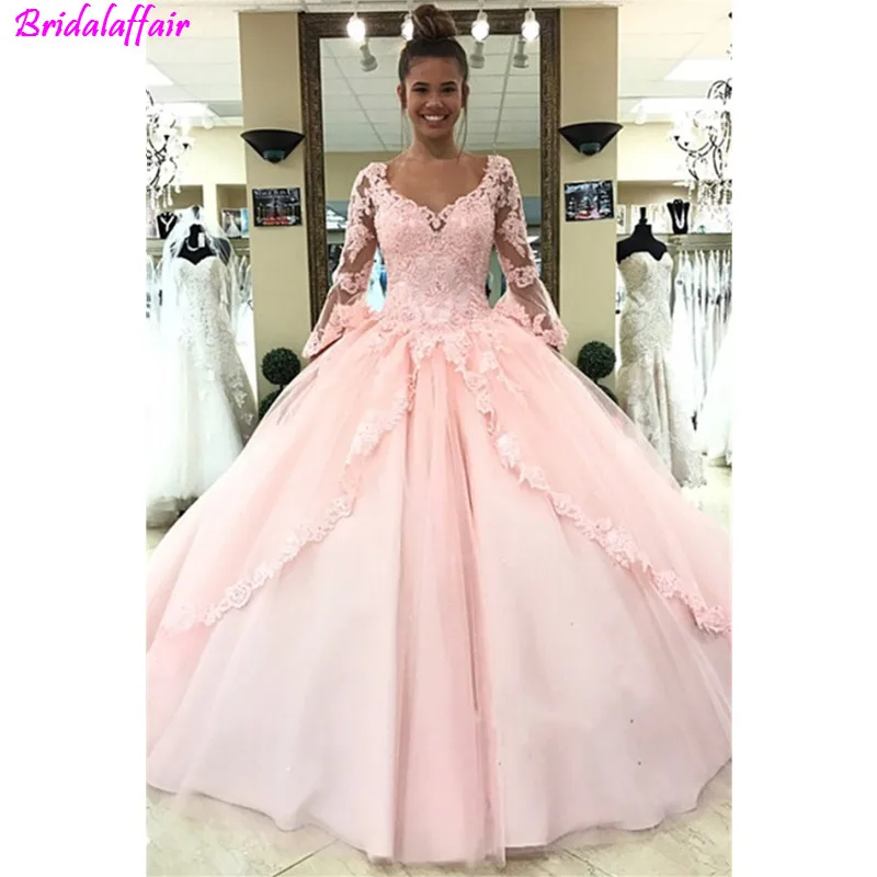 Розовое кружевное платье с v-образным вырезом на спине, бальное платье с цветами, роскошное платье для светской львицы, Vestido de 15 anos
