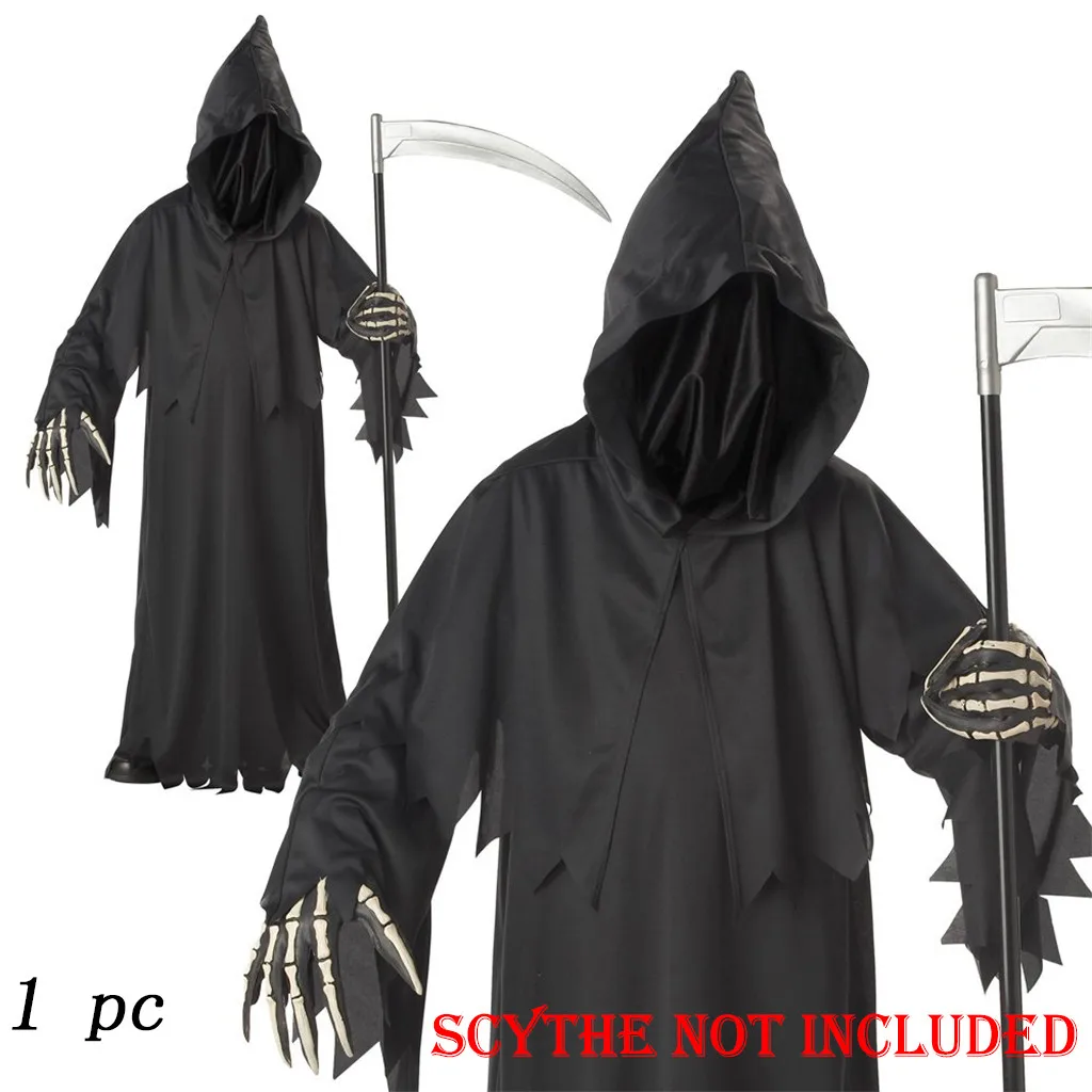 Grim Reaper Дети Мальчики страшная маска на Хэллоуин смерти необычный костюм один