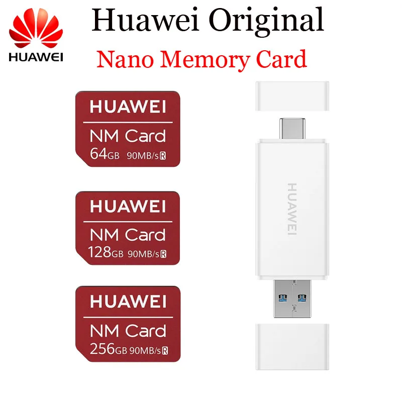 

Huawei NM Card 100% Original 90MB/s 64GB/128GB/256GB Apply to Mate20 Pro Mate20 X P30 With USB 3.1 Nano Memory Card Reader