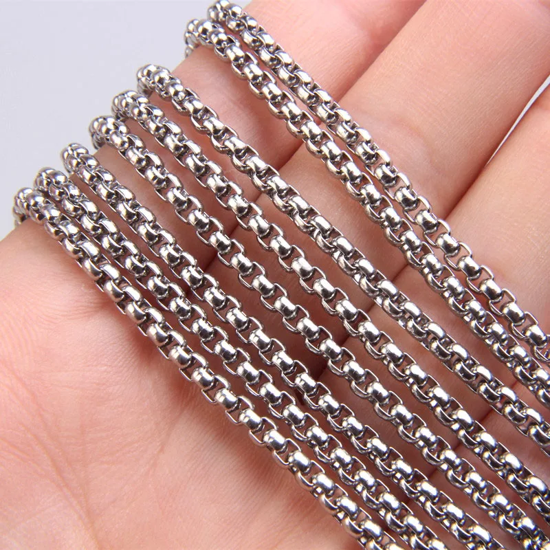 2mm/3mm 3M Stainless Steel Box Chain Square Rolo Cable Wheat Chain For Diy Necklace Braclet Jewelry Making