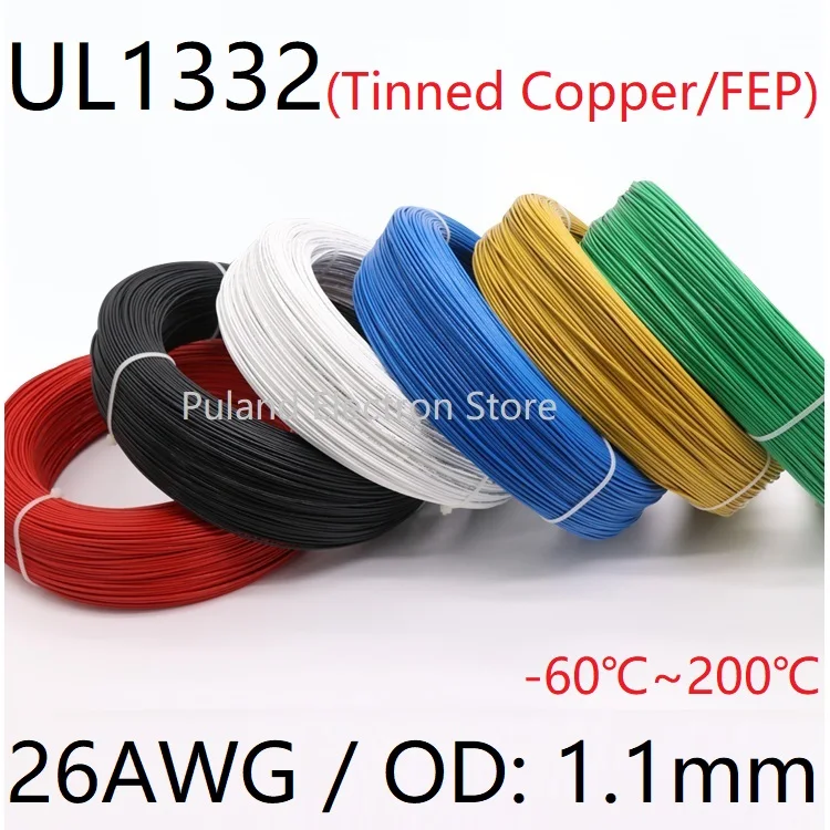 UL1332 провод 26AWG ПТФЭ пластик изолированный OD 1 мм Луженый Медный электронный