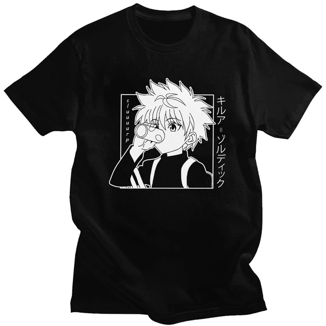 Kawaii Hunter X Hunter Tshirt Men Short Sleeve Killua Zoldyck T-shirt Crew  Neck Fitted Soft Cotton Anime Manga Tee Shirt Clothes