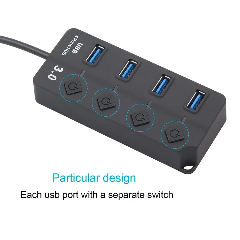 Usb концентратор 3,0 5 Гбит/с, высокая Скорость 4 Порты и разъёмы Usb 3,0 концентратор разделитель ВКЛ/ВЫКЛ для ноутбука Macbook