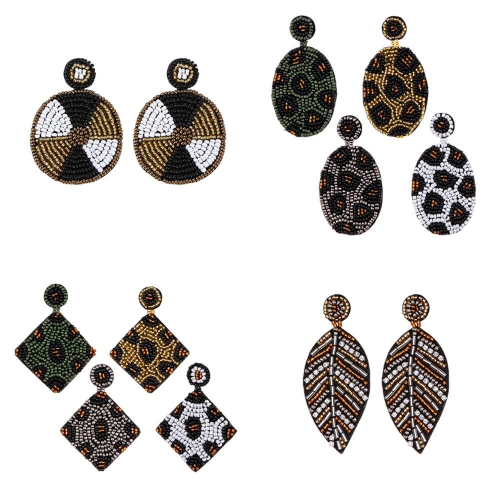

FACEINS Bohemian Style Beads Drop Earrings Handmade Leaf Geometric Earring for Female Big Ear Ring Trendy Jewelry Gifts 2019 New