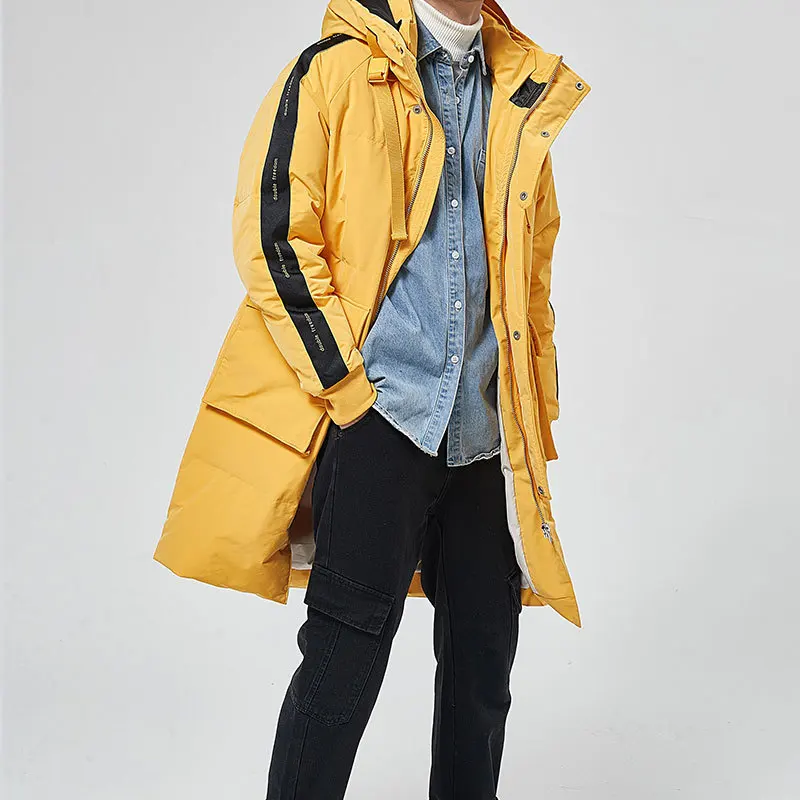 Winter 2020 new thick coat sports hooded work clothes medium length down jacket over knee men's popular | Мужская одежда