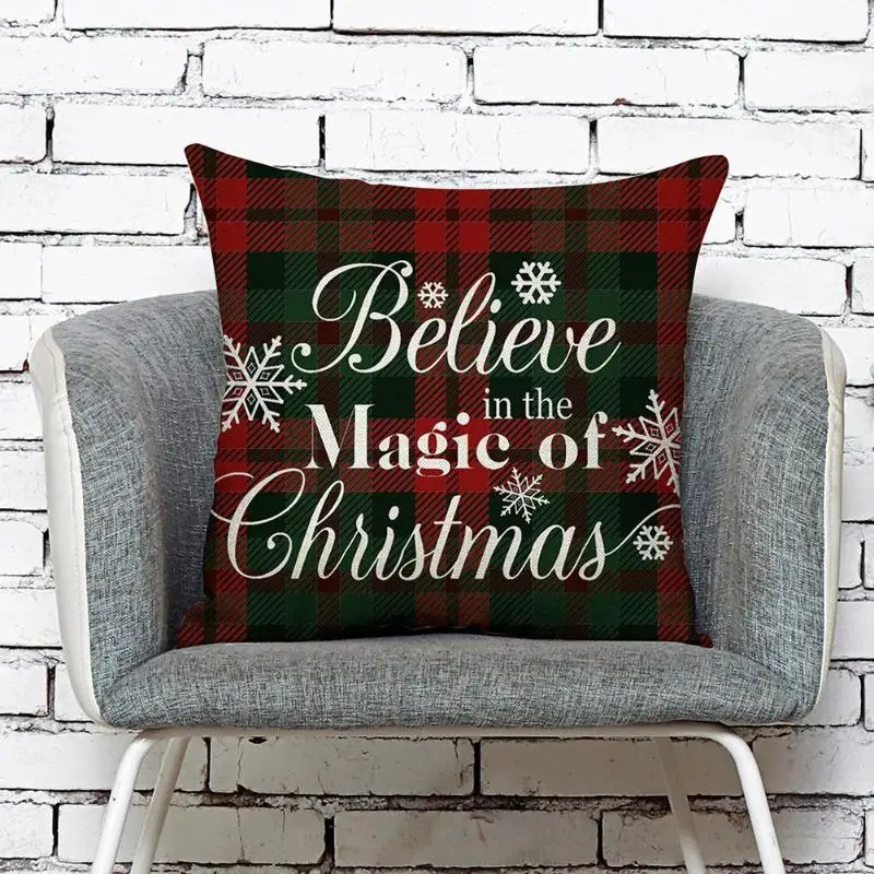 New Year Christmas Gift Santa Claus Elk Car Cushion Linen Pillow Cushion 45*45 cm Pillow Case Sofa Car Cushion Home Decor