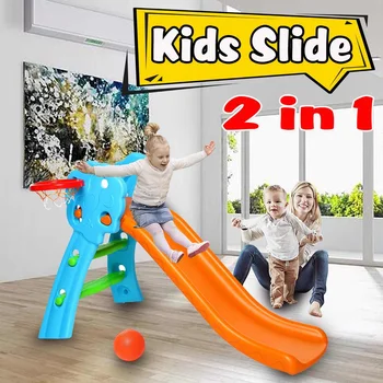 

Baby Slide TWO In One Children Indoor Swing Chair Kindergarten Slide Swing Combination Kids Playground Toys Blue