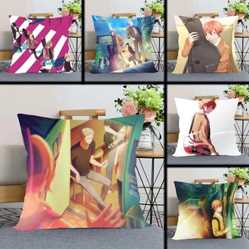 

Anime Pillow Cover Bedroom Home Office Decorative Pillowcase Square Zipper Pillow case Satin Soft Cover