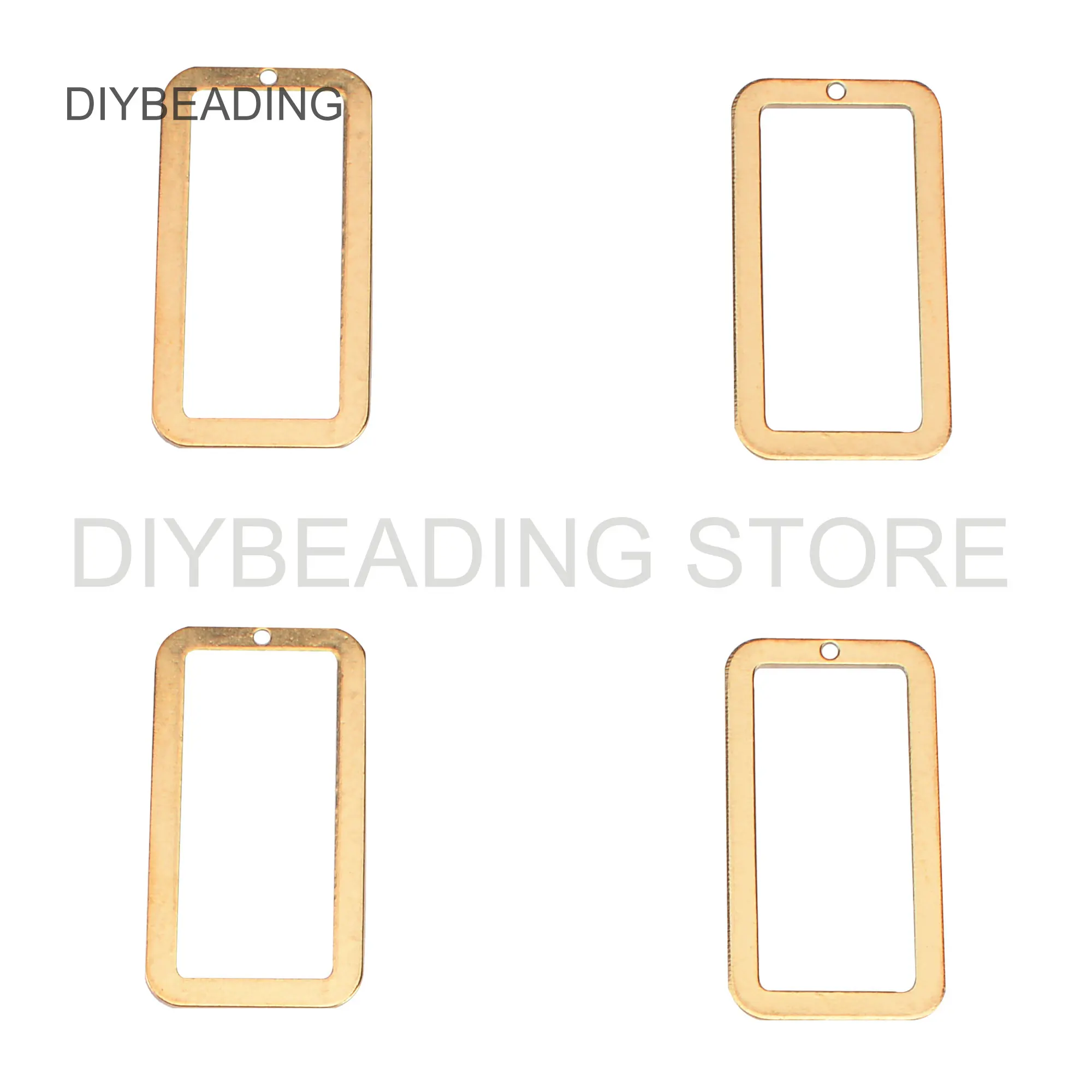 

10-500 Pc Brass Finding Lots Wholesale Hollow Rectangle Geometric Pendant Connector for Earring Necklace Jewelry Making(16*31mm)