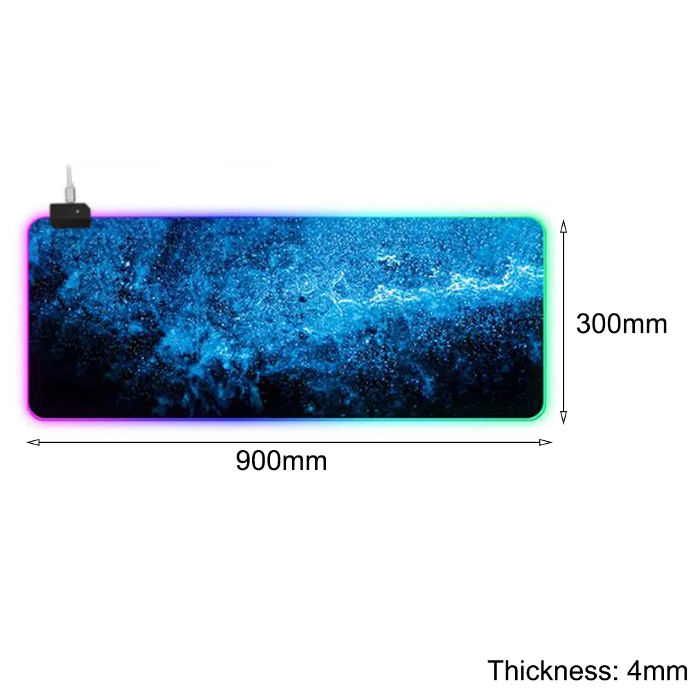 Светодиодный RGB коврик для мыши Большой XL Большой размер USB Проводное освещение игровой коврик для мыши для игр ноутбук компьютерные мыши коврик Mause Pad - Цвет: 300x900x4MM