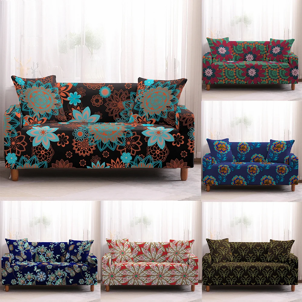 Bohemia Flowers Design Modern Sofa Cover Living Room Non-slip Universal Couch Elastic Slipcover Protector 1/2/3/4 Seater | Дом и сад