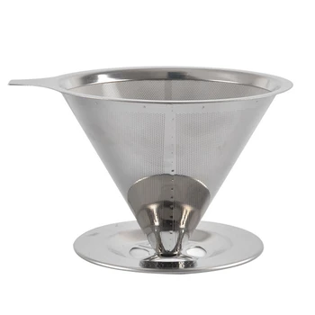 

Reusable Coffee Filter Stainless Steel Dripper Mesh Funnel Baskets Stand Holder Metal Cone Coffee Filter Cup Kitchen Home Tools
