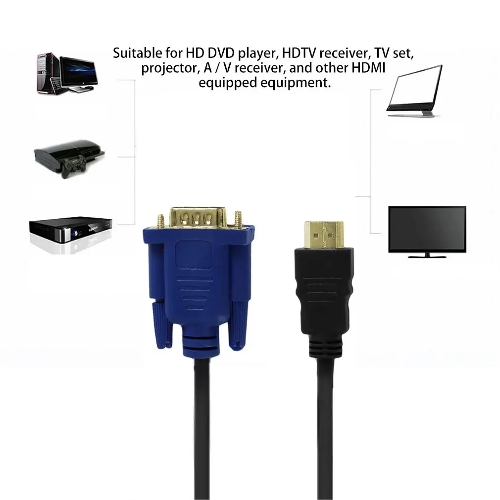 1,8/3 м HDMI к VGA Кабель 15Pin адаптер кабель со штыревыми соединителями на обоих концах для подключения видео 1024x768 p Высокое разрешение сверх быстрая скорость передачи данных