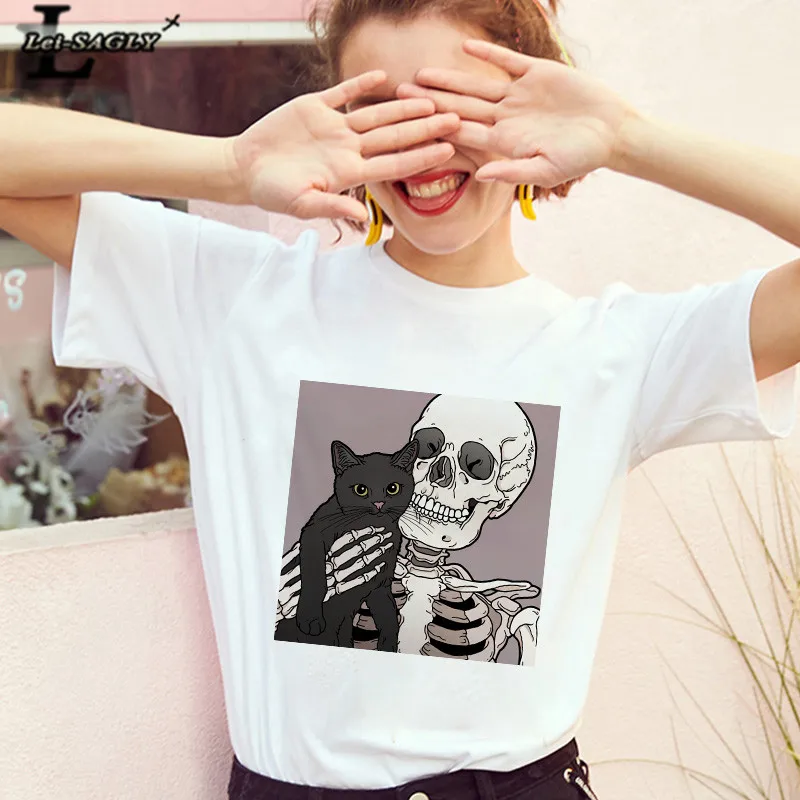 Lei SAGLY Сейлор Мун мяу милый кот Женская Футболка Harajuku женский Готический короткий рукав kawaii Casaul футболка с рисунком