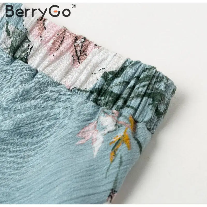 BerryGo Bohemian flower print long skirt women Casual streetwear soft ladies summer skirts Elegant cotton bow tie female skirt