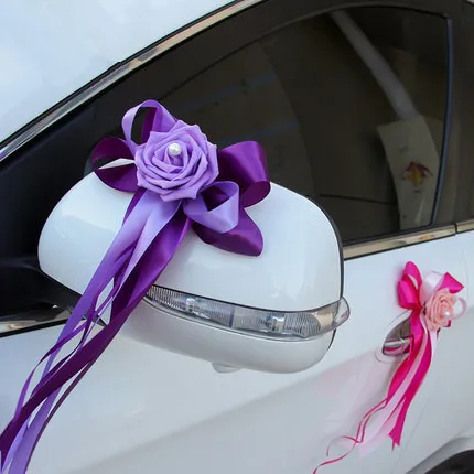 

10/20/50pcs Lily Flowers Wedding Car Decoration Flower Simulation Door Chair Back Rearview Mirror Decor