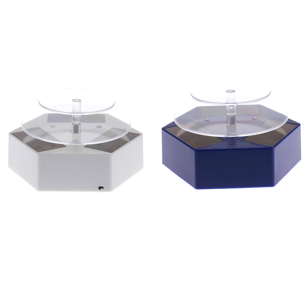 Solar Powerd 2-layer Rotating Turntable Jewelry Watch Display Stand