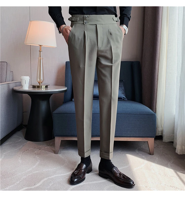 メンズドレープパンツ,ハイウエストモノクロパンツ,フォーマル