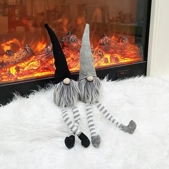 

2Pcs Christmas Decoration Cute Sitting Long-Legged Elf Festival New Year Dinner Party Christmas Tree Home Decoration