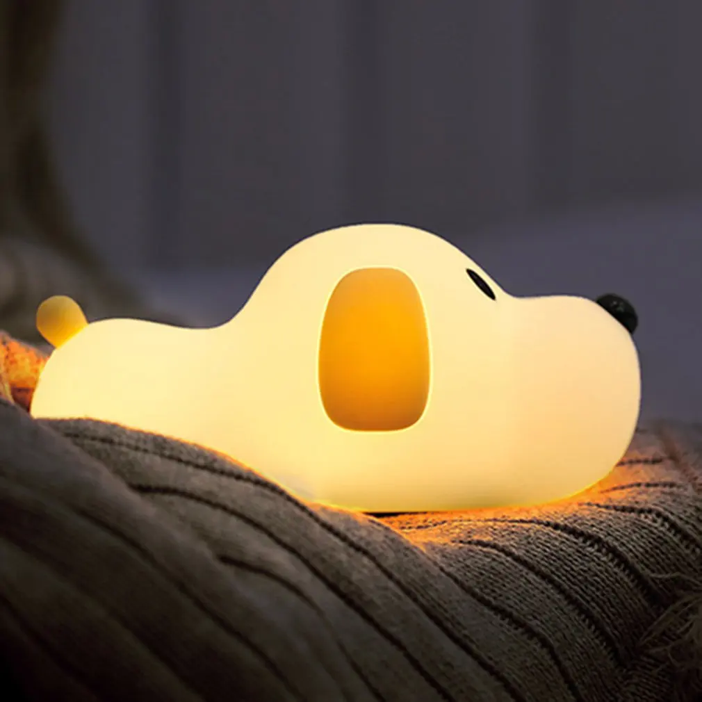 buy Cartoon Puppy Dog Touch Sensor LED USB Rechargeable Night Light Home Children Bedroom Decoration Creative Novelty Bedside Lamp