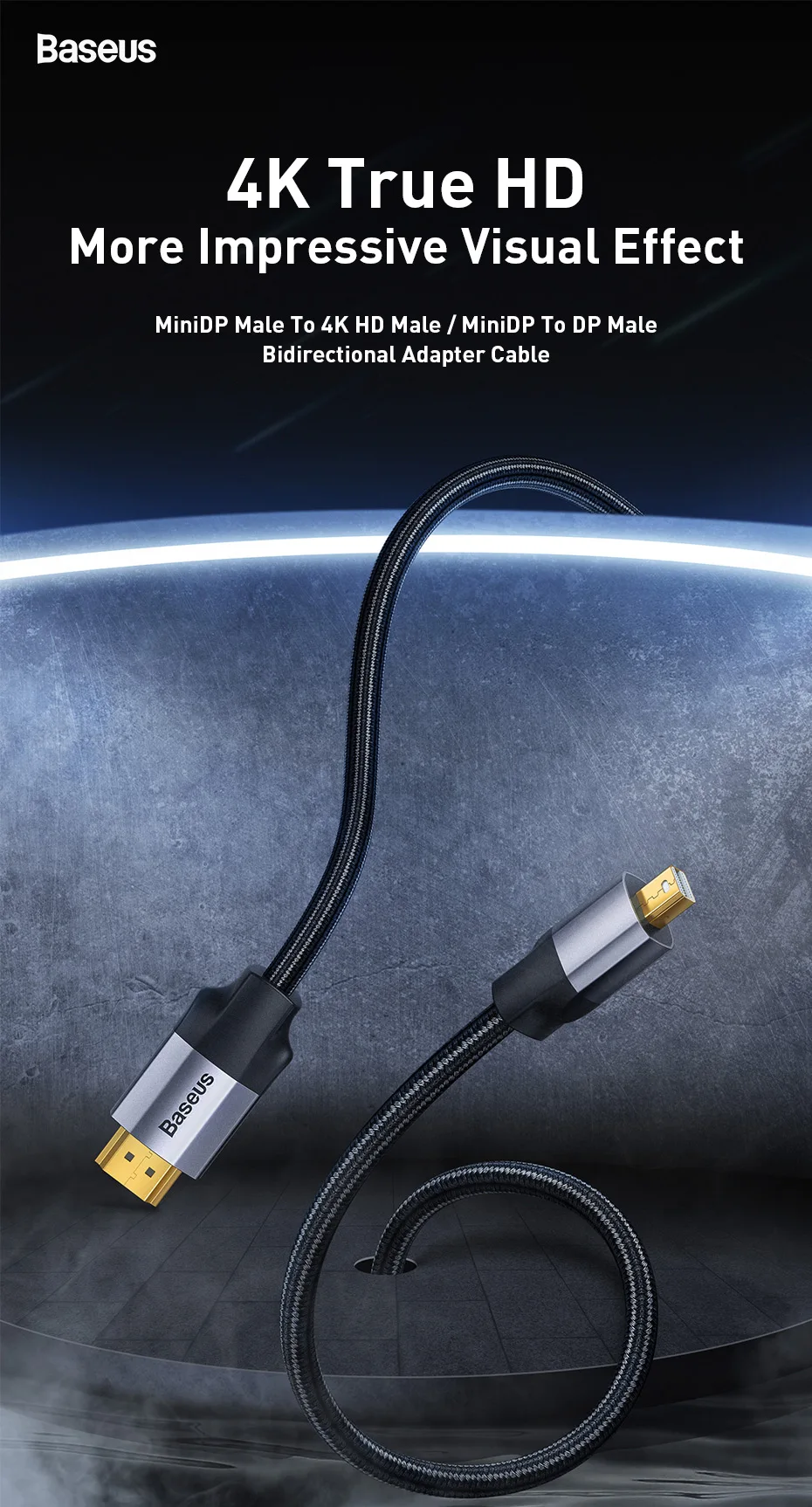Baseus Enjoyment Series Mini Display Port To HDMI 4K Cable 1M buy online best price in pakistan