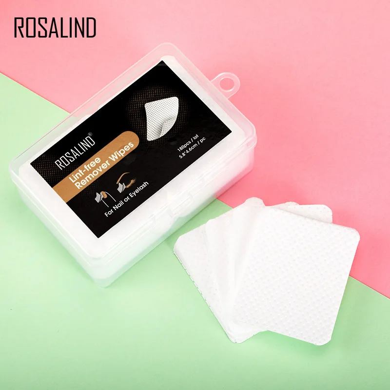 ROSALIND безворсовые салфетки для ногтей 180 шт/партия для гель-лака для ногтей и удаления макпепа хлопковые салфетки Отмачивание гель-средство для очищения