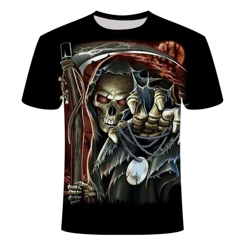 

2019 Summer new style 3D printing Skull T-shirts Man's T-shirt Short Sleeve Tees Fashion Woman Streetwear Hip Hop Drop shiping