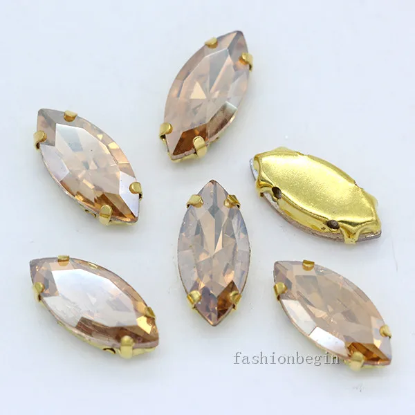 gold champagne 20p 6x12 мм лошадиный глаз из цветного стекла, камень с плоской задней частью, пришить с украшением в виде кристаллов Стразы ювелирные изделия Позолоченные коготь бусины для торжественное платье Декор - Цвет: gold champagne