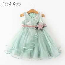 Кружевные Платья с цветочным рисунком для маленьких девочек платье принцессы roupa infantil Menina/Детское платье летние платья без рукавов для девочек 0-5 лет