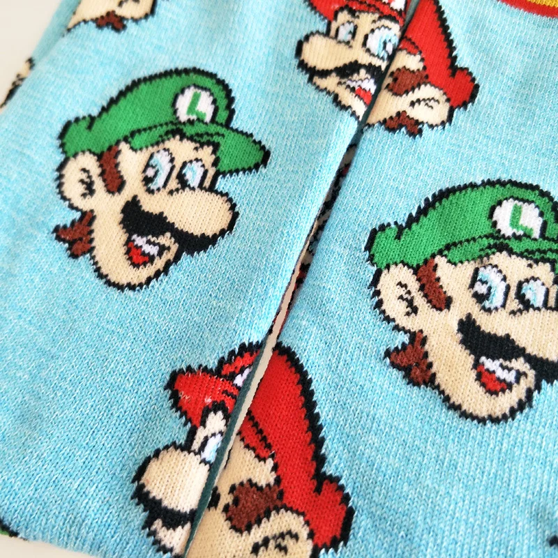 Носки с принтом игры Super Mario Bros Luigi мужские хлопковые носки милые забавные мультяшные дышащие впитывающие пот мягкие удобные спортивные повседневные носки