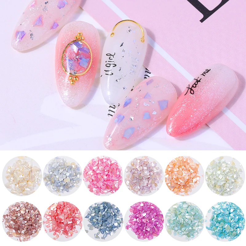 

1 Box Seashell Nail Slices Irregular Flakes Mixed Abalone Nail 3D Art Decorations Colors Nail Designs 14 Styles for Gel Polish