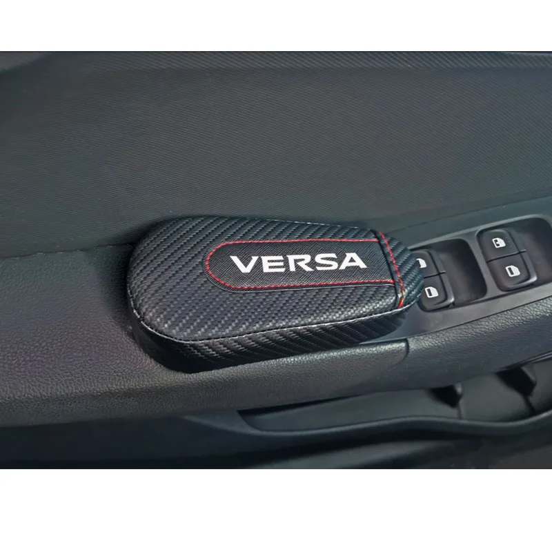Для Nissan Versa, 1 шт., углеродное волокно, кожа, авто подушка для ног, наколенник, Автомобильный Дверной рычаг, накладка, автомобильные аксессуары, защита для автомобиля