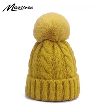New Pom Poms Women Winter Hat Casual Beanies Fashion Crochet Knitting Hat Outdoor Warm Thick Female Cap Hat feminino Beanie Hats