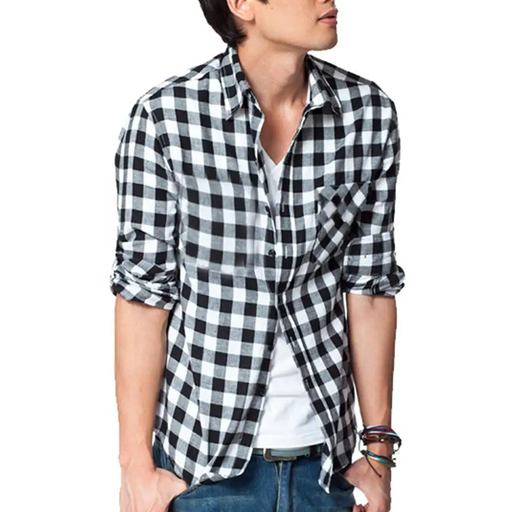 Men Casual Slim Plaid Print Button Long Sleeve Turn Down Collar Shirt Top Soft Autumn Men Casual Slim Shirt Tops Men Casual Slim Plaid Print Button Long Sleeve Turn Down Collar Shirt Top Soft Autumn Men Casual Slim Shirt Tops