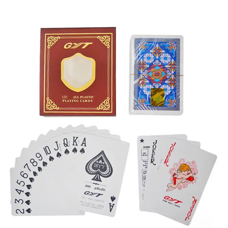 GYT матирующий топ пластиковые ПВХ игральные карты покер карты-водонепроницаемый, двусторонняя шлифовка, пластиковая коробка коллекция подарков 72XC