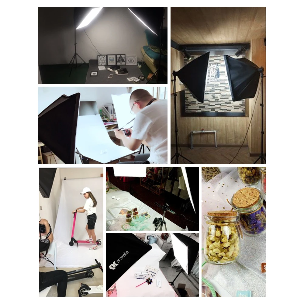 Softbox para Fotografia Peças de Lâmpadas Acessórios para Fotografia Kit de Iluminação Contínua com 2 Lâmpada Única Suporte Iluminação 50 cm x 70cm - Image 6