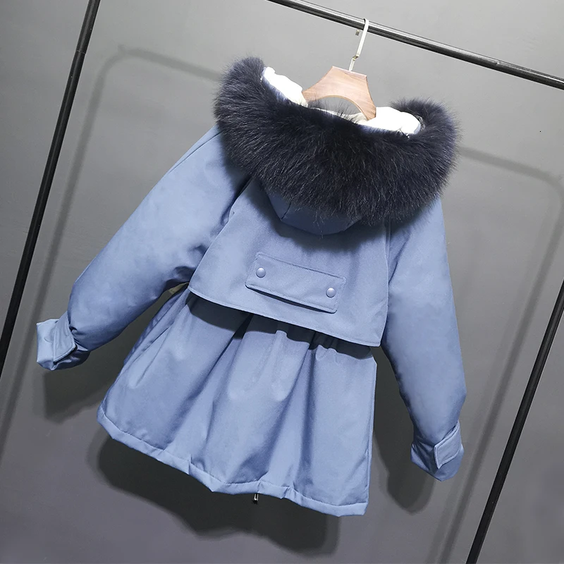 Винтажная женская пуховая парка с меховым воротником, зимние куртки, осеннее пальто, Модное теплое пальто больших размеров, верхняя одежда на утином пуху
