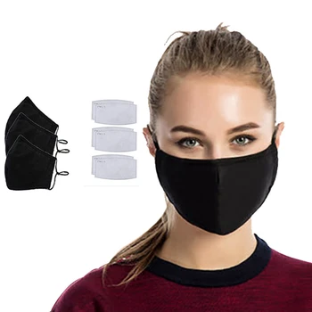 

3 Pack Anti Dust Cotton Masks PM 2.5 Face Masks, Washable Reusable Mouth Masks with Air Filters and Adjustable Straps