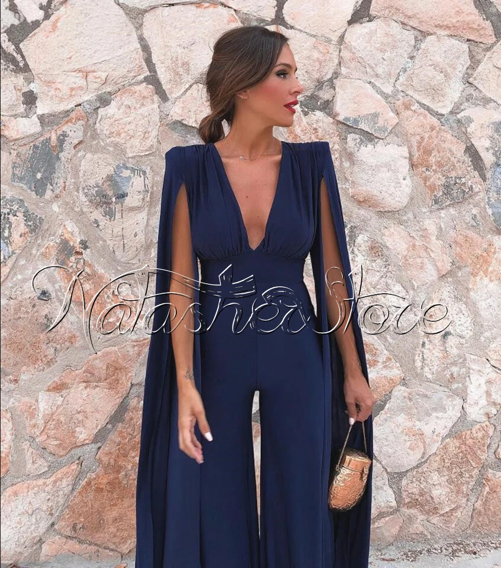 Navy Blue Beaded Jumpsuit Prom Dress Fabric With Detachable Train And Short  Sleeves Arabic Sequined Evening Gown For Formal Parties From , $118.06 |  DHgate.Com
